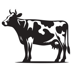 Black and White Cow Silhouette – Vector Illustration of Farm Animal