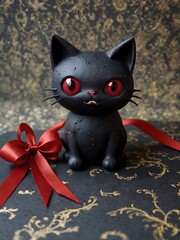 Adorable Cat in a Gift Ribbon