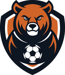 bear head mascot with football