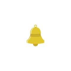 Gold music bell icon isolated on white background