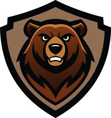 bear head mascot with shield 