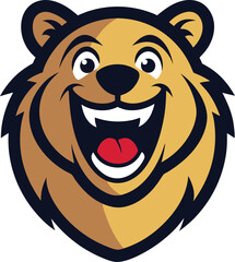 bear head mascot with laughing 