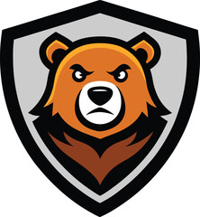 bear head mascot with shield 