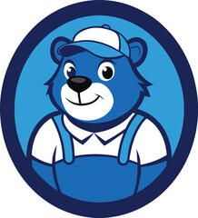 plumber Bear Mascoat logo with round shape
