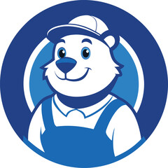 plumber Bear Mascoat logo with round shape