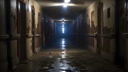 Fototapeta premium A dark crumbling hallway