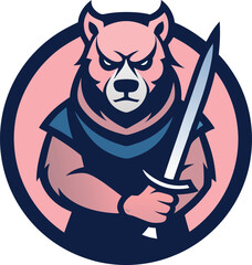 Bear Mascoat logo with a sword