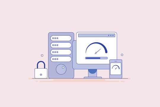 blue server, computer, phone speed test clip art preview