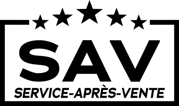 SAV (service apr&egrave;s vente) de qualit&eacute; 5 &eacute;toiles symbolisant la qualit&eacute; et l'excellence. &Eacute;toiles montantes. Format rectangulaire. svg disponible pour le web