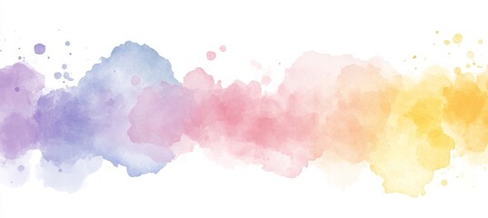 Obraz premium Abstract, Colorful Watercolor Splashes on White, Vibrant Paint Texture, Artistic Background
