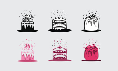 Cake icon vector for web and mobile app and Birthday Cake Line Icon.