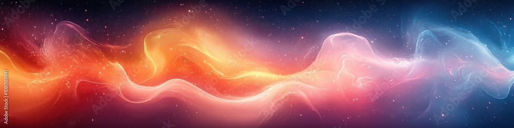 Poster abstract colorful wave patterns in a cosmic background.
