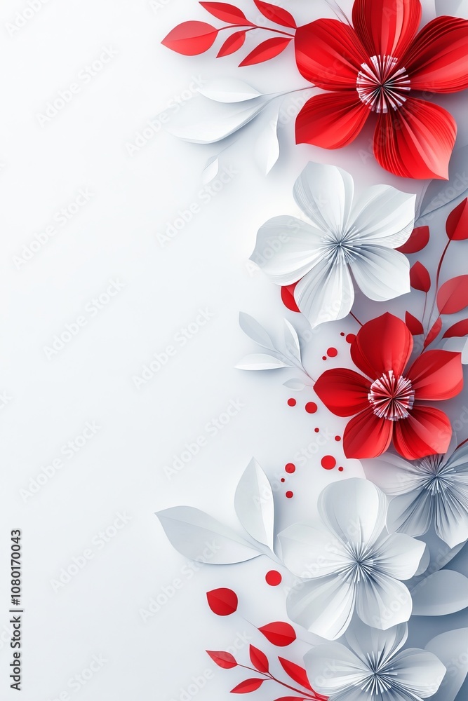 Poster this exquisite floral design showcases intricate patterns in red and white, making it perfect for mi