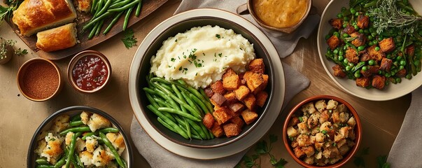Delicious home-cooked meal with greens, potatoes