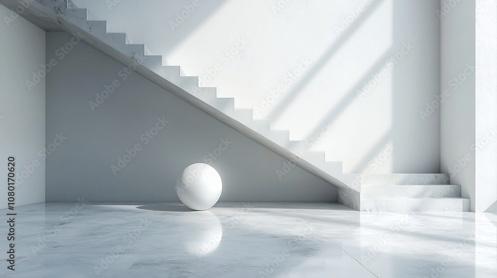 Poster minimalist geometric abstract background with soft gray and white tones ample negative space and a s