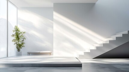 Fototapeta premium Minimalist white and gray background with a light geometric overlay pattern creating a clean and modern look This versatile design can be used for presentations websites brochures