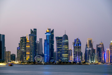 Beautiful Doha Skyline view from Corniche 