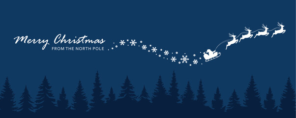 christmas banner santa claus in a sleigh with reindeer vector illustration © krissikunterbunt