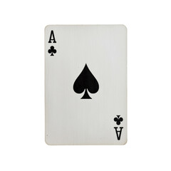 Ace of spades playing card on a white background, ideal for card game themes and designs.