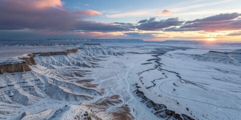 Ground veins, Utah Badlands landscape that are full of snow