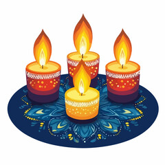 Hindu Religion Candles in Circular Form Vector Illustration