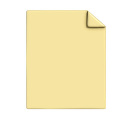 Blank yellow paper note on png transparent background.