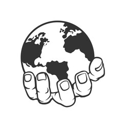 Hands holding Earth globe. Nature, ecology concept vector illustration