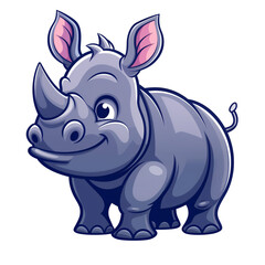 Fototapeta premium Baby Rhino Clipart PNG Cute Watercolor Rhino Design