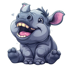 Fototapeta premium Baby Rhino Clipart PNG Cute Watercolor Rhino Design