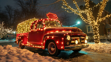 car with christmas lighting like the famous christmas truck