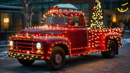 car with christmas lighting like the famous christmas truck