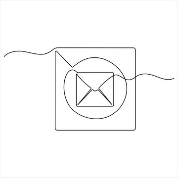 recommend clip art: Continuous single line mail envelope letter drawing of illustration email sketch art post graphic letter line drawn outline