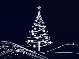 A continuous line drawing of a Christmas tree. New Year's and Christmas designs