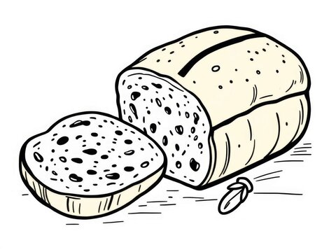 recommend clip art: Continuous line drawing of White Bread vector illustration.