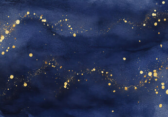 beautiful abstract background featuring deep navy blue and shimmering gold dots, creating celestial and elegant atmosphere. Perfect for design projects