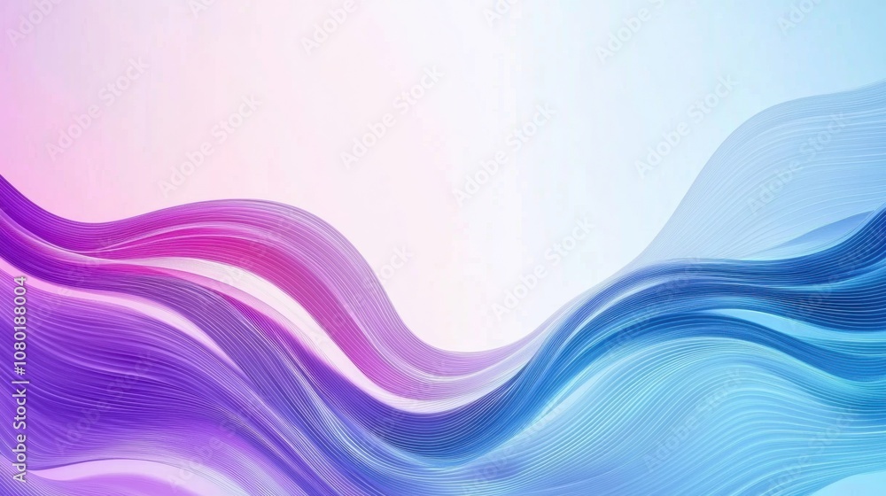 Poster abstract waves of purple and blue create a dynamic and fluid visual experience, ai