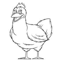 cartoon hen chicken coloring illustration
