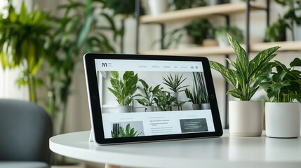 Professional landing page displayed on a tablet