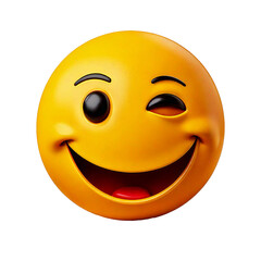 Fototapeta premium Emoji - 3D Winking face smiley white background cutout transparent png