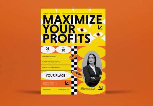 Orange Minimalist Maximalism Financial Strategies Seminar Maximize Your Profits Flyer US Letter