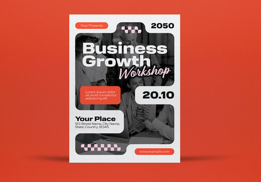 Orange Modern Utilitarian Business Growth Workshop Flyer Layout