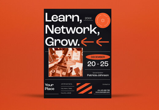 Black Utilitarian Learn, Network, Grow Flyer