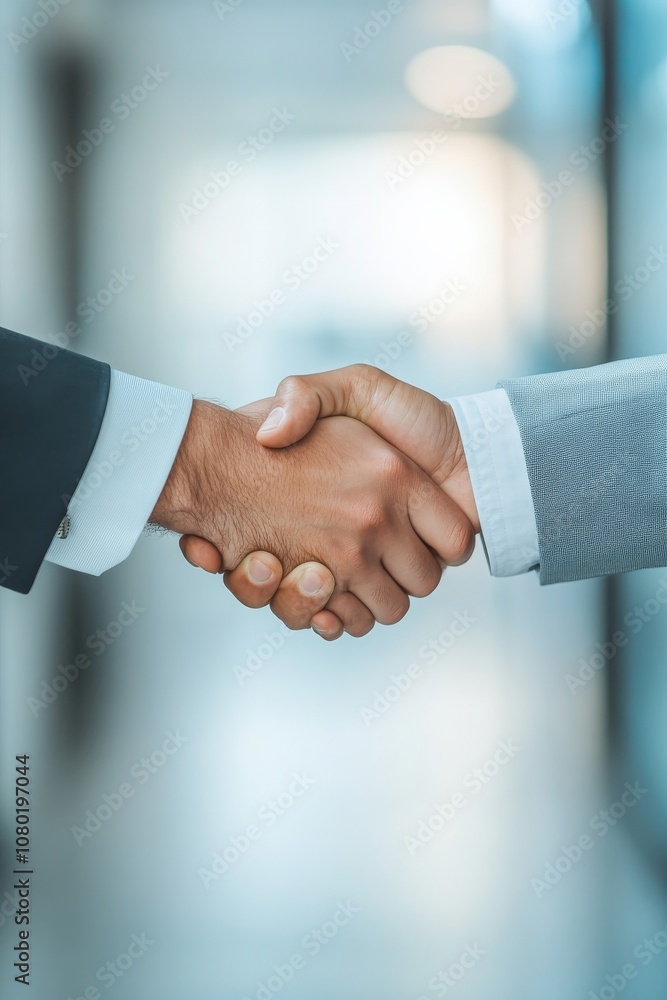 Poster a handshake symbolizes mutual agreement and dedication between professionals, emphasizing the import