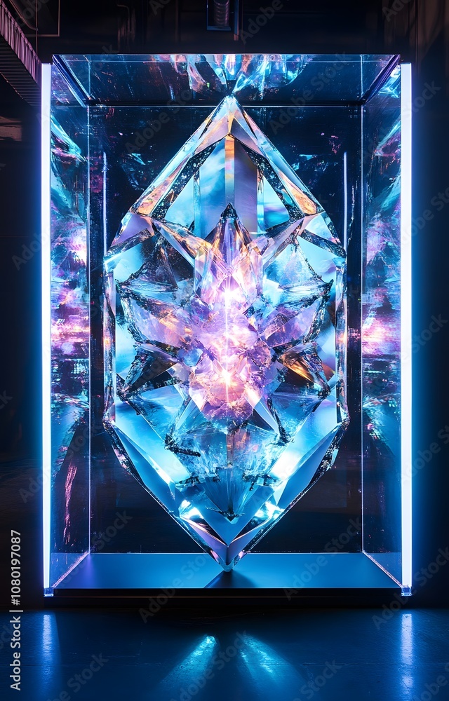 Poster 73. a high-tech 3d display with holographic elements, glowing edges, and ample space for a product i