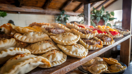 Obraz premium baked pies on a bakery counter