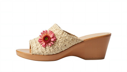 a woman's sandal with a flower isolated on a white background