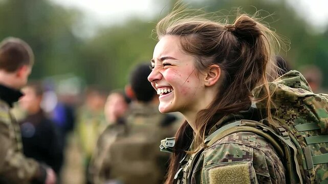 Homecoming of a Female Soldier Filled with Joy and Determination