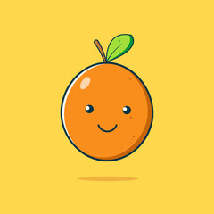 Vector icon illustration of a cute orange fruit with a smiling face