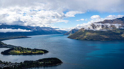 Obraz premium Wakatipu Lake view, Queenstown Skyline, New Zealand