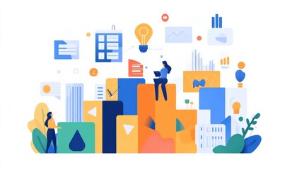 Dynamic business environment showcasing the concept of business agility, with symbols representing company transformation towards higher efficiency and rapid adaptation to market changes